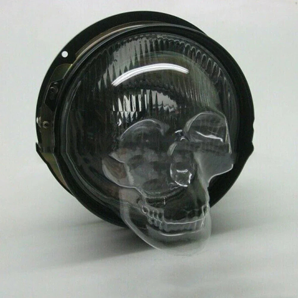 Skull-themed headlight covers made of durable polycarbonate plastic for cars, trucks, and motorcycles
