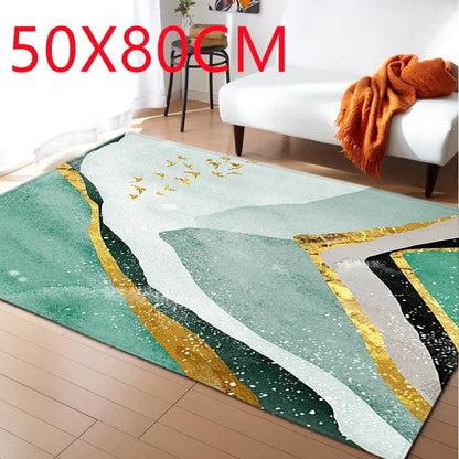 Rectangular polyester fibre carpet with marble pattern in 121.9x160cm and 50x80cm sizes