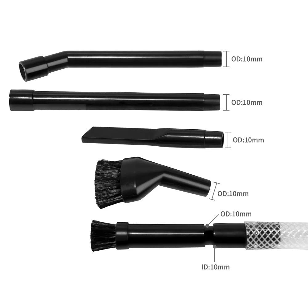 Vacuum cleaner eight-piece tool set including crevice nozzle and dusting brush for cleaning spaces under 10 square metres