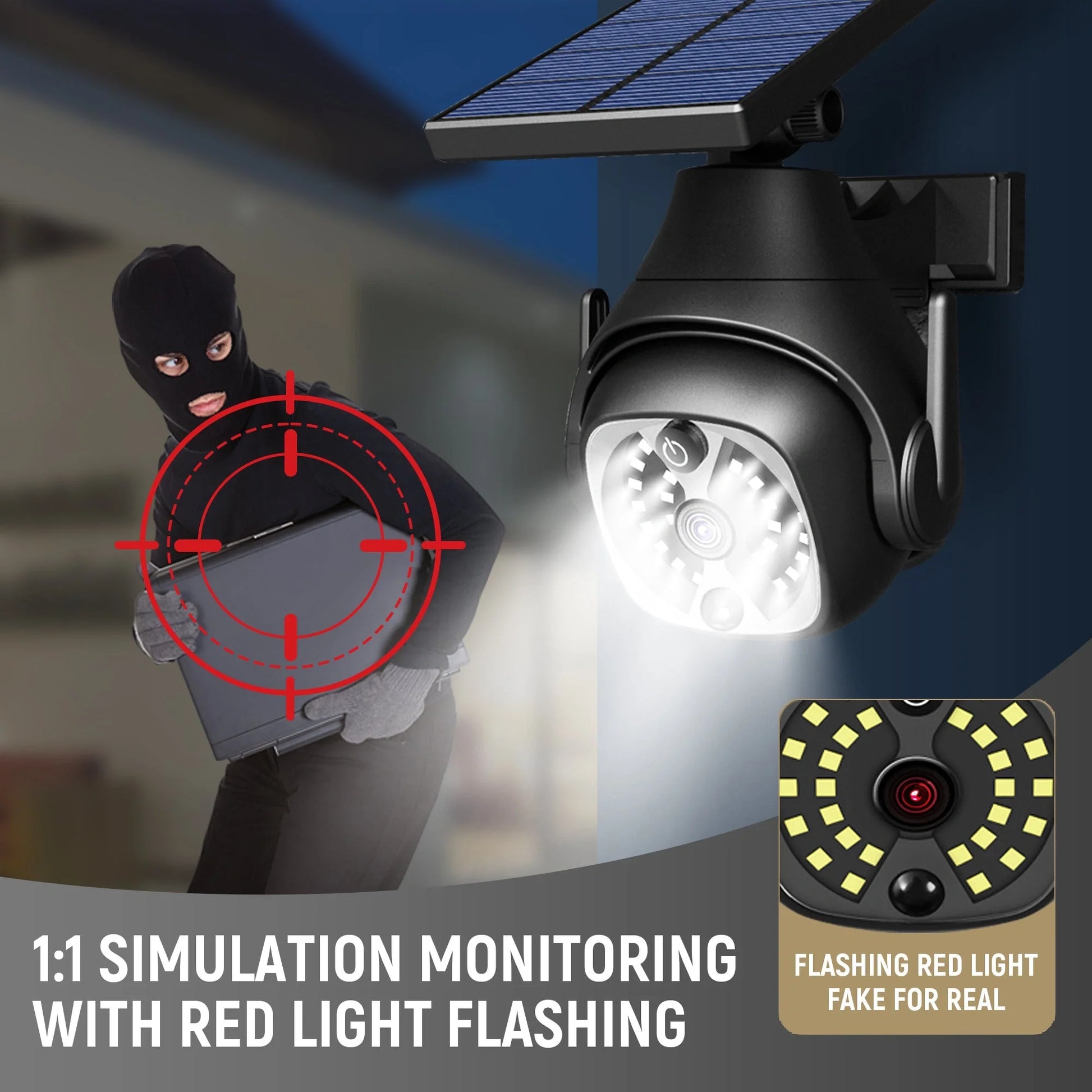Solar-powered outdoor courtyard lights with human sensing and adjustable solar panels