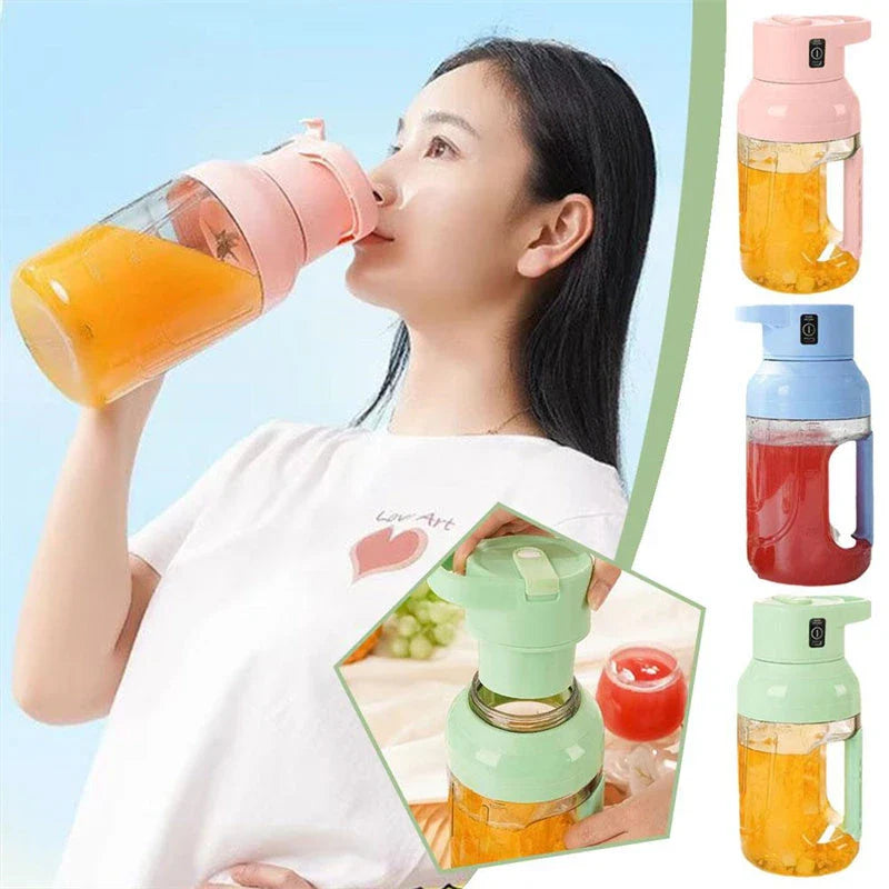 Portable Electric Juicer with Double-Handled Design, Large 50oz Capacity, and USB Charging for On-the-Go Convenience