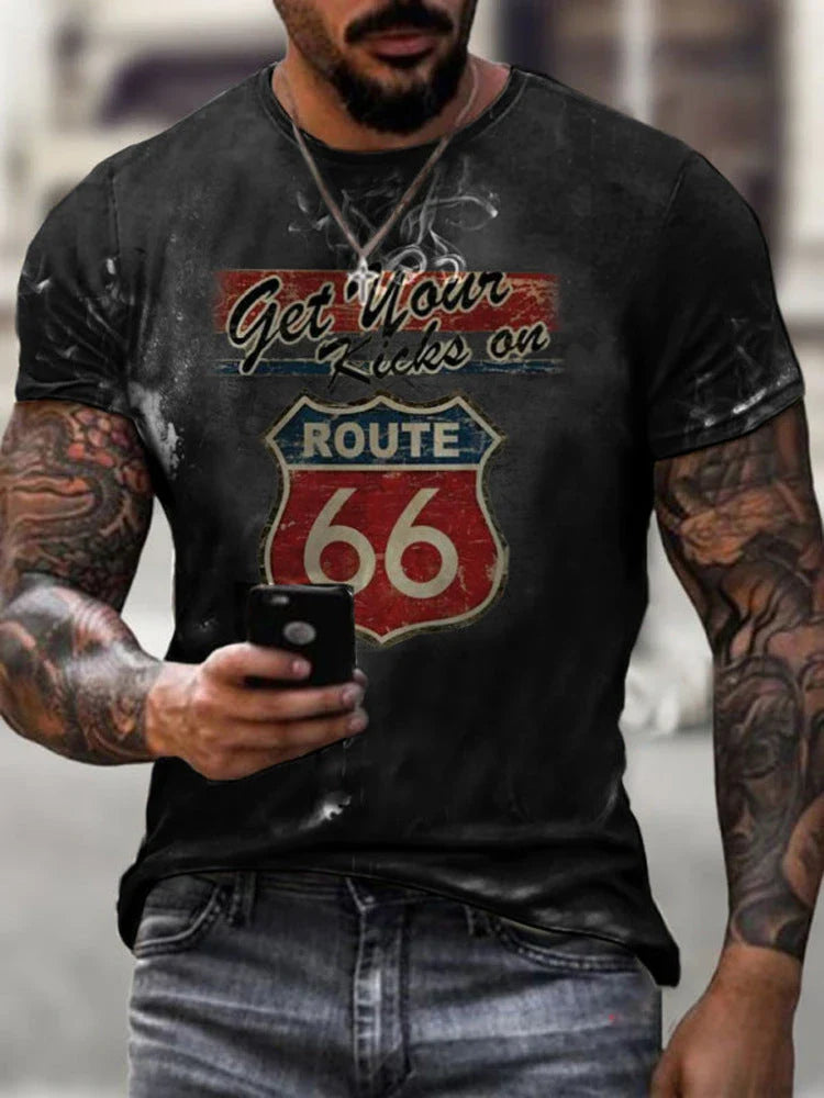 Stylish round neck t-shirt with bold digital print design, made from soft, breathable fabric for all-day comfort