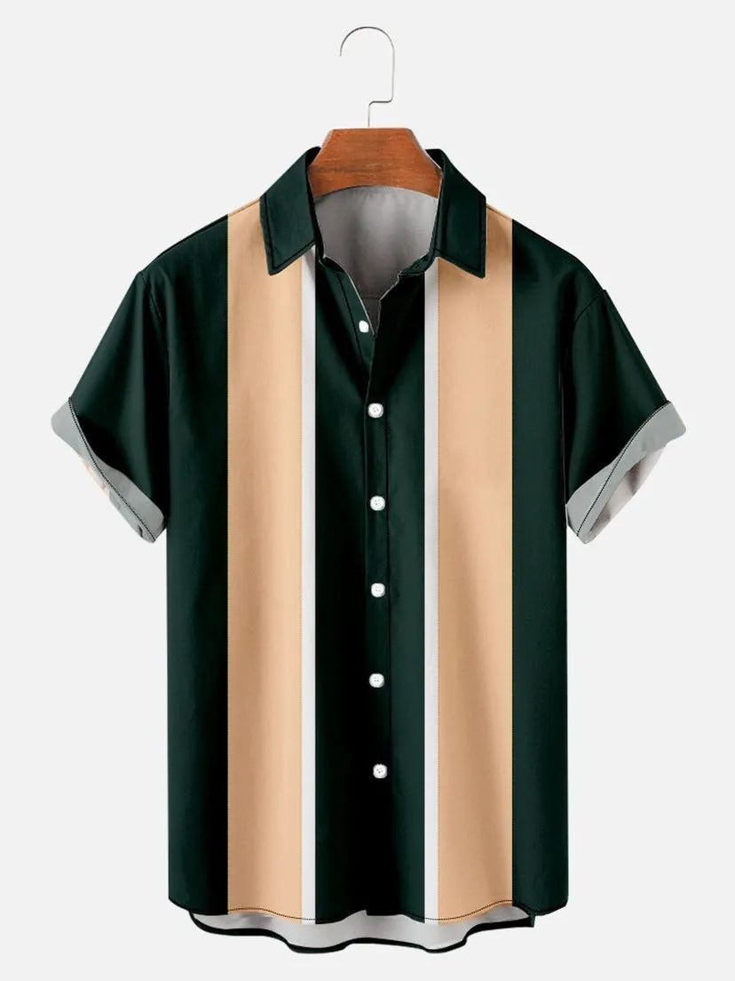 Men's slim fit short sleeve shirt with colourful 3D digital floral print on polyester fabric