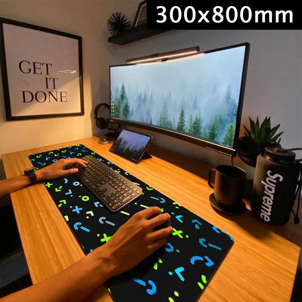 Character gaming mouse pad with 300x800mm surface and rubber base for precise tracking