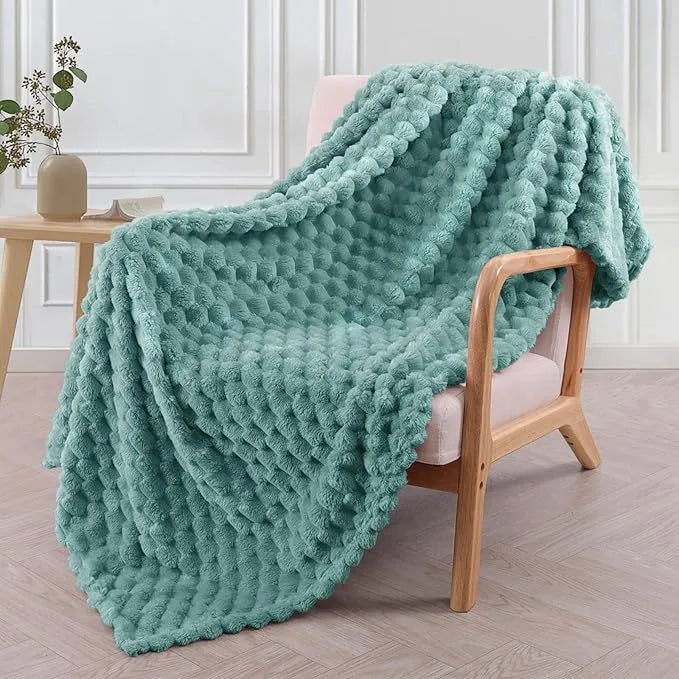 Children's soft plaid blanket in polyester fabric showing colour and size options