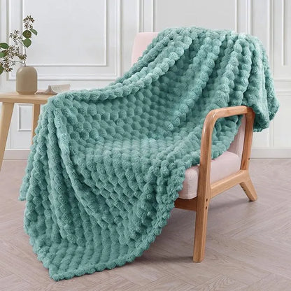 Children's soft plaid blanket in polyester fabric showing colour and size options