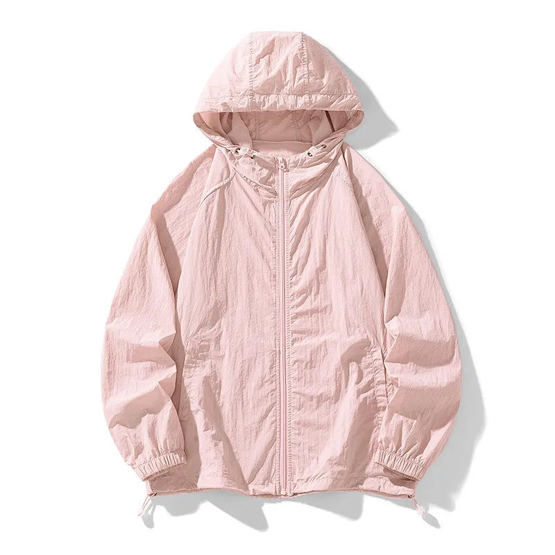 Loose-fit thin nylon sports jacket shown in a colour option, suitable for outdoor leisure wear.