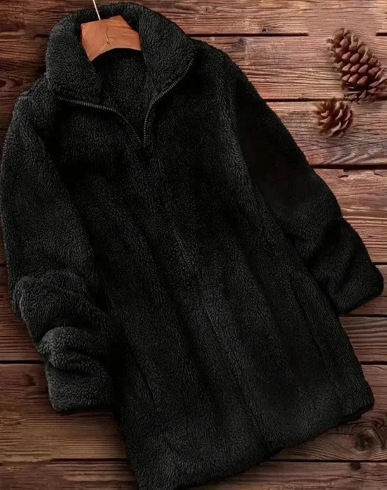 Double-sided fleece jacket in black, navy blue, or khaki colour options.