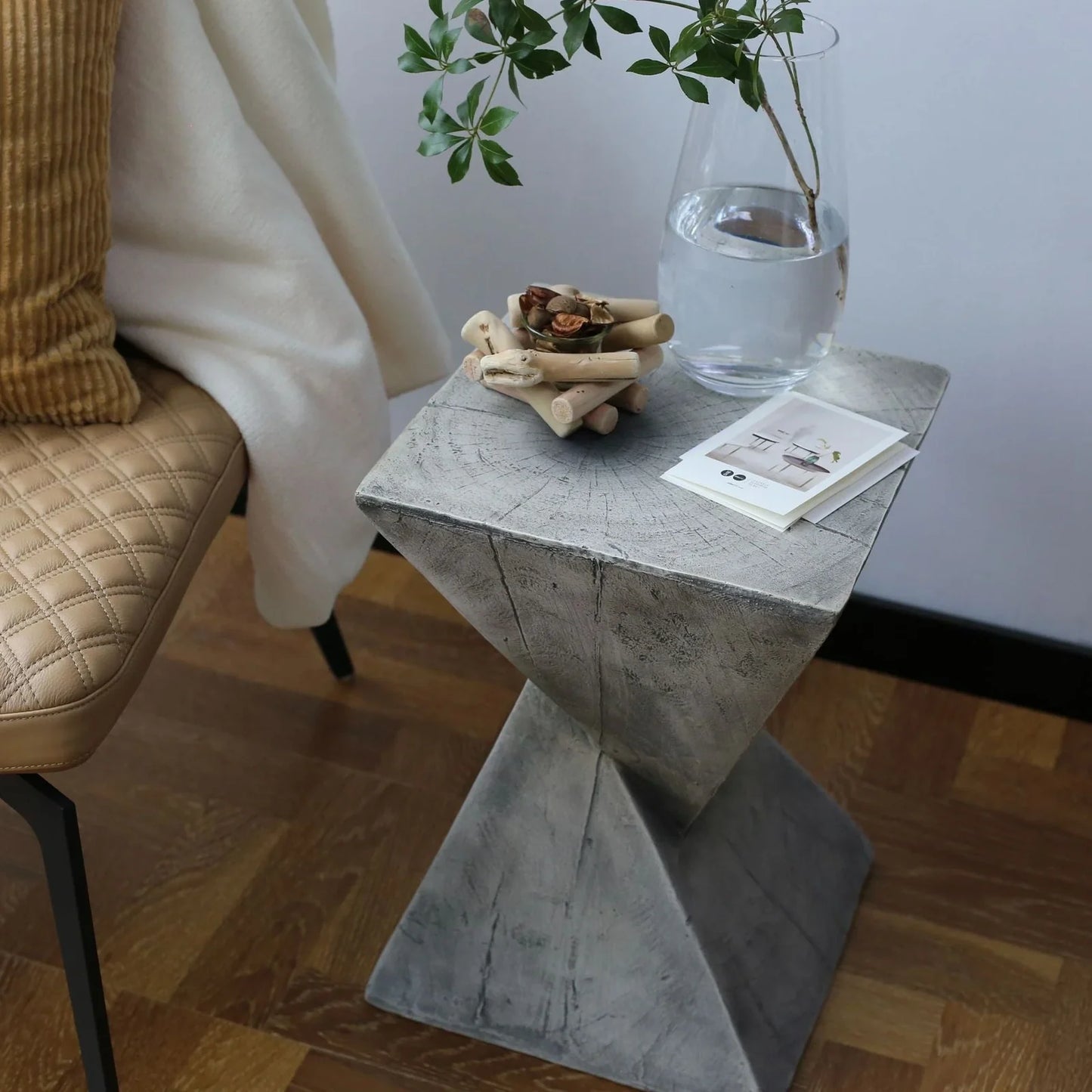 Nordic geometric coffee table with magnesium oxide surface measuring 32×46cm in black, grey, or wood finish