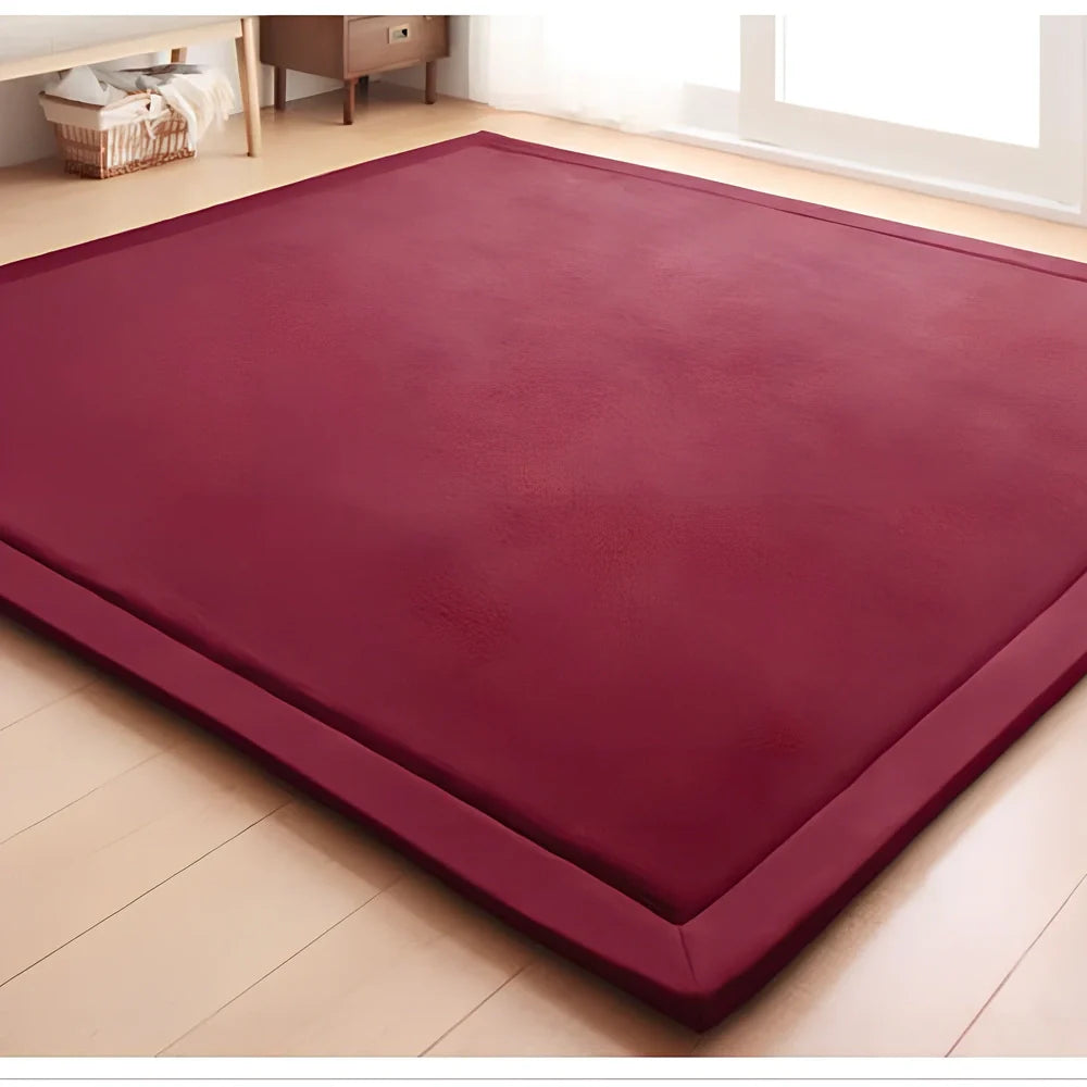 Thick coral velvet tatami mat with 2-3cm pile height for baby crawling protection on floors