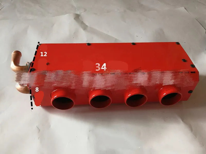 Metal car heater with copper pipe connections for 12V and 24V vehicle heating systems