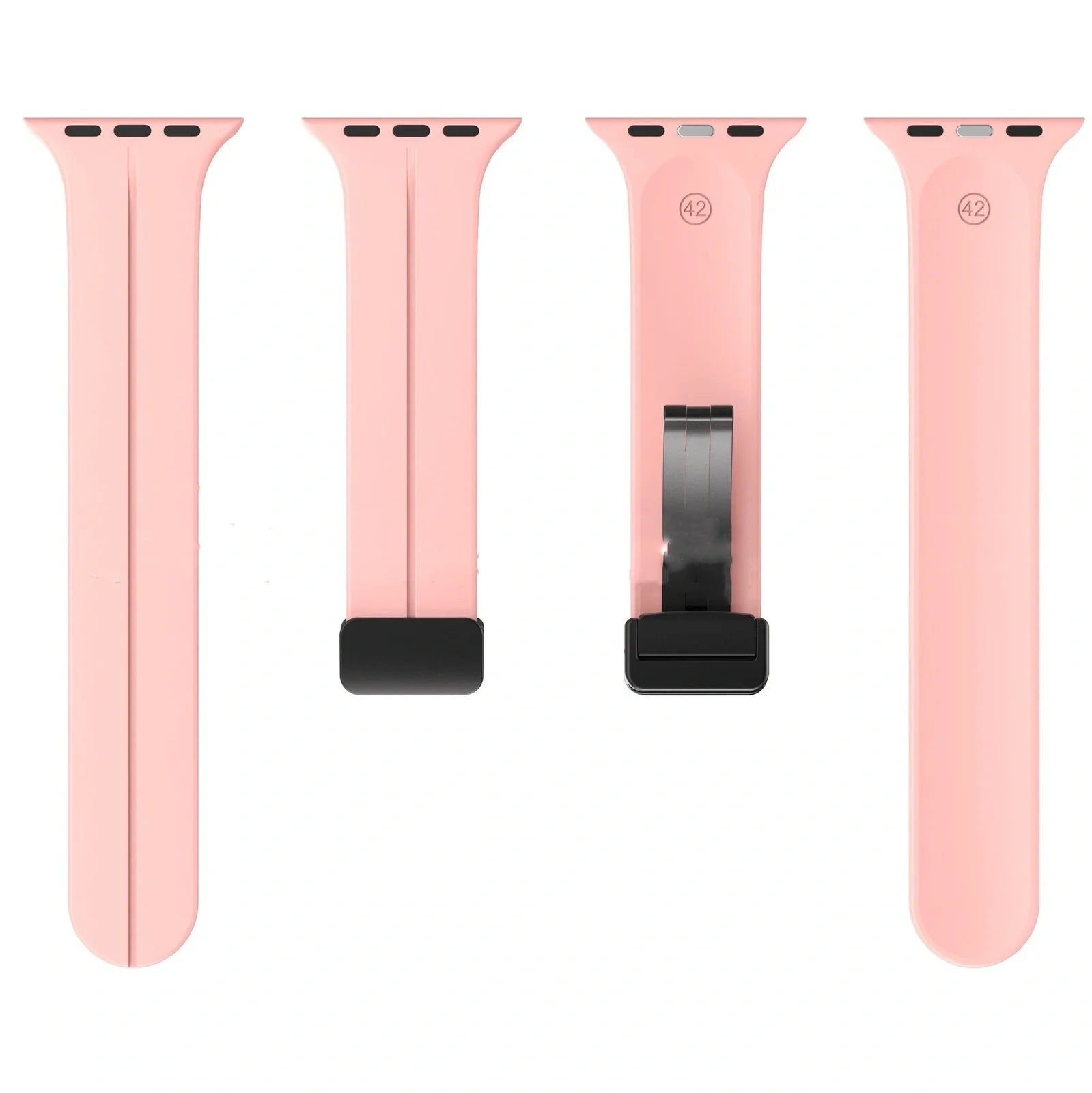 Magnetic silicone watch strap with folding buckle in multiple colours and sizes