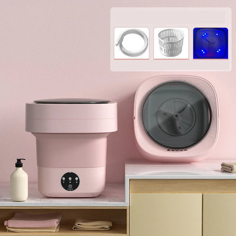 Compact, foldable portable washing machine with three timer settings and energy-efficient design