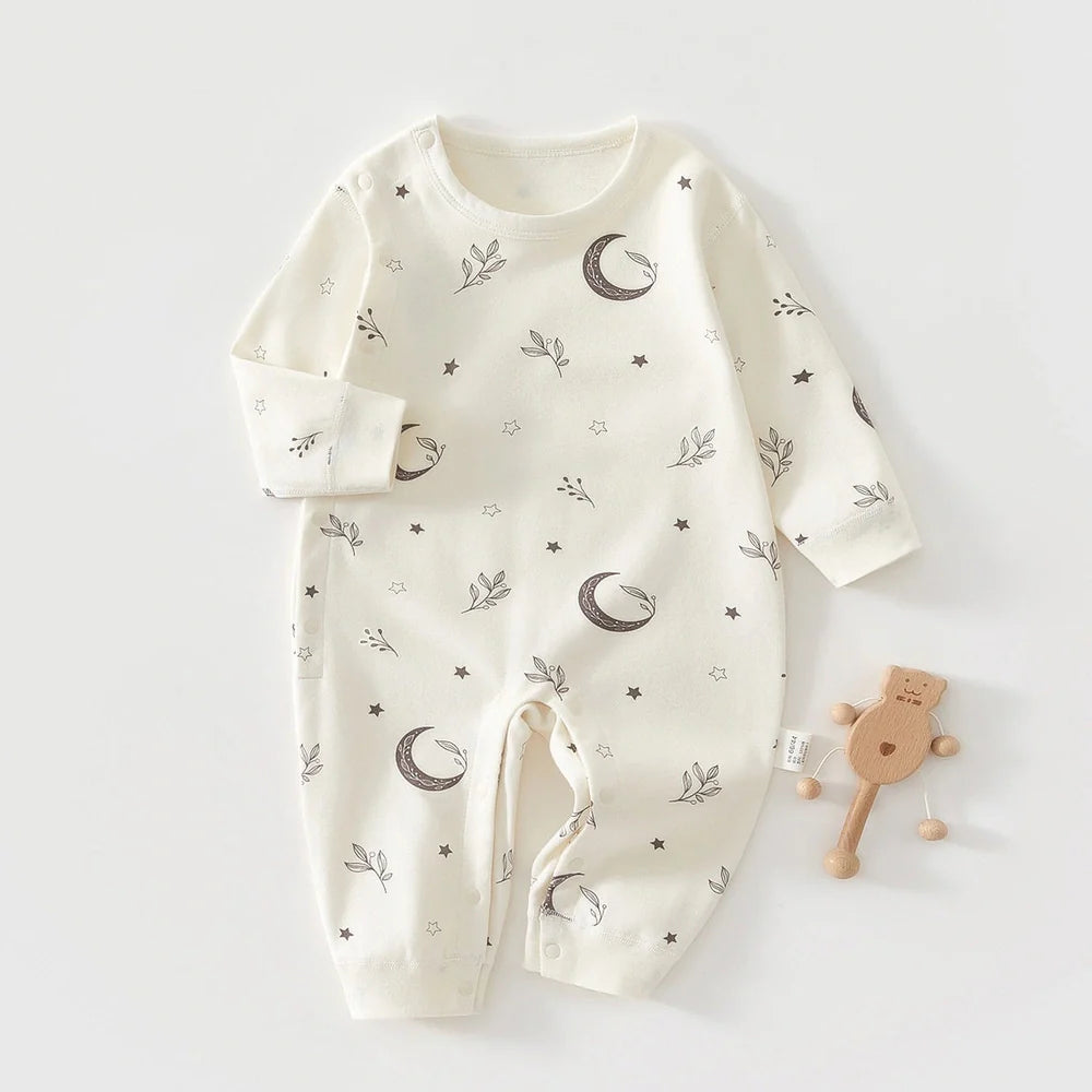 Pure cotton boneless baby jumpsuit with long sleeves in apricot colour for infant wear