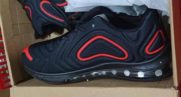 Comfortable air cushion sneakers for stylish men in various black, red, and white color options