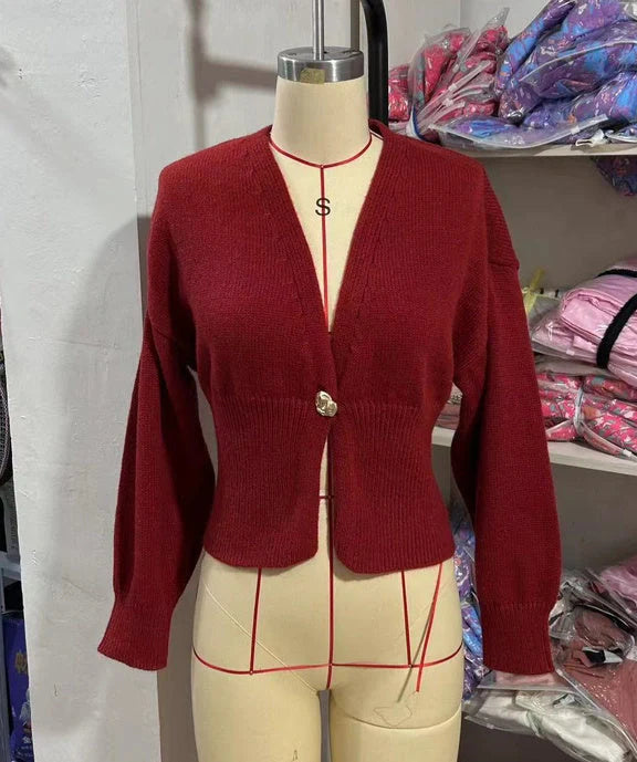 Stylish V-neck knit cardigan for women in various colors