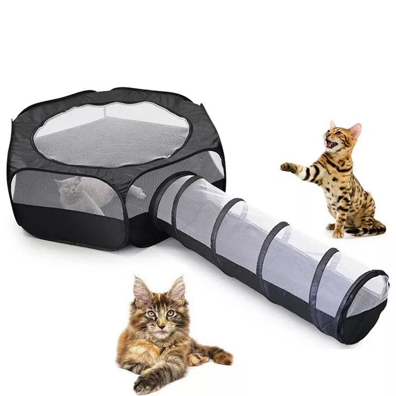 Foldable cat tunnel with removable design, perfect for play and rest