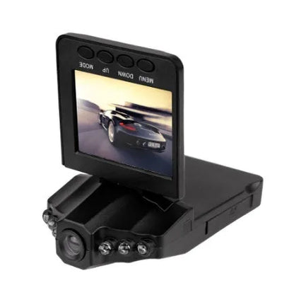H198 HD car DVR with six-light infrared night vision, 2.4-inch screen, and parking monitor features