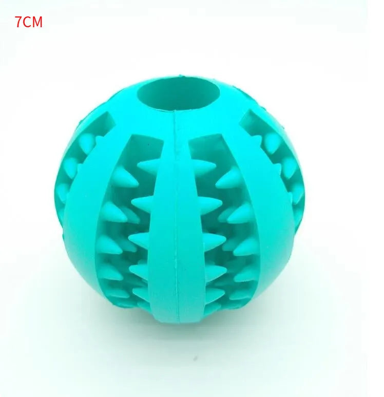 Natural silica gel dog ball toy in blue, green and red, 5cm and 7cm slow feeder treat dispenser