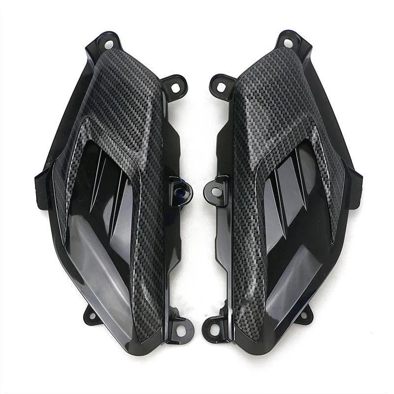 NMAX155 side lamp with LED carbon fibre decoration showing blue light option and ABS construction