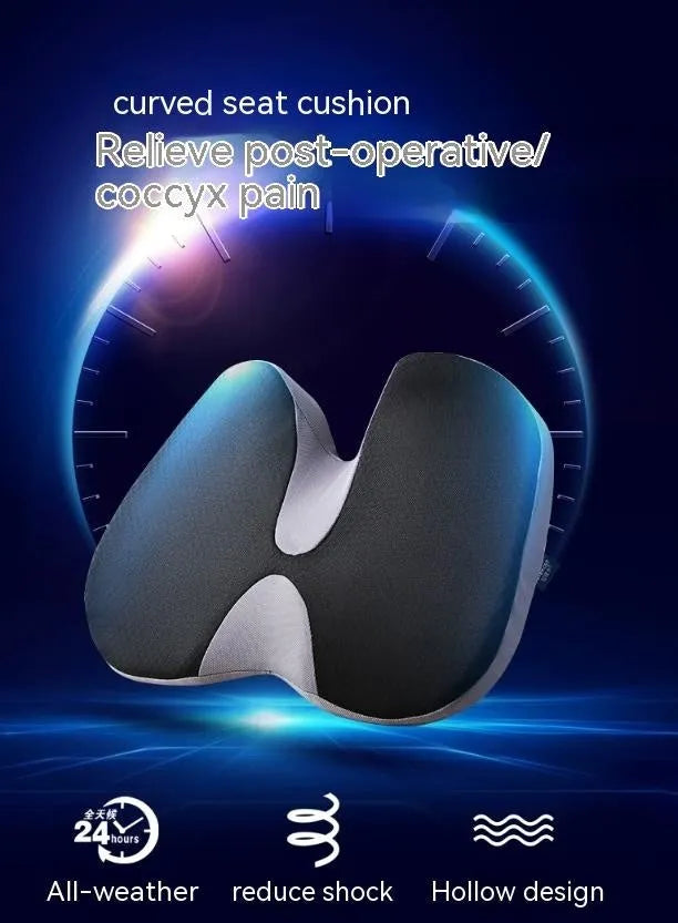 Curved bevel seat cushion in solid colour for tailbone support with memory foam core