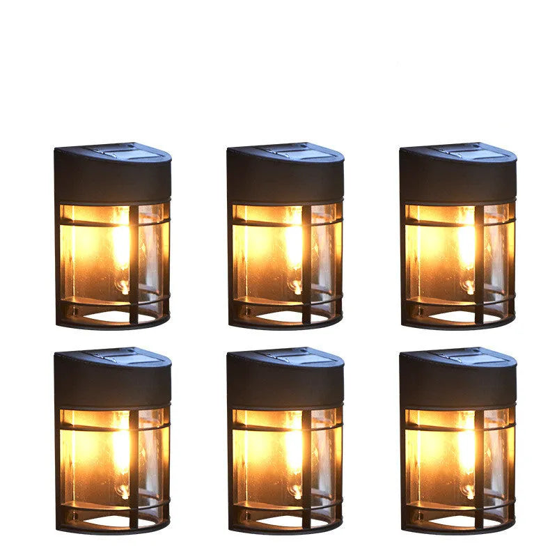 Solar outdoor wall light with warm illumination for garden and patio areas