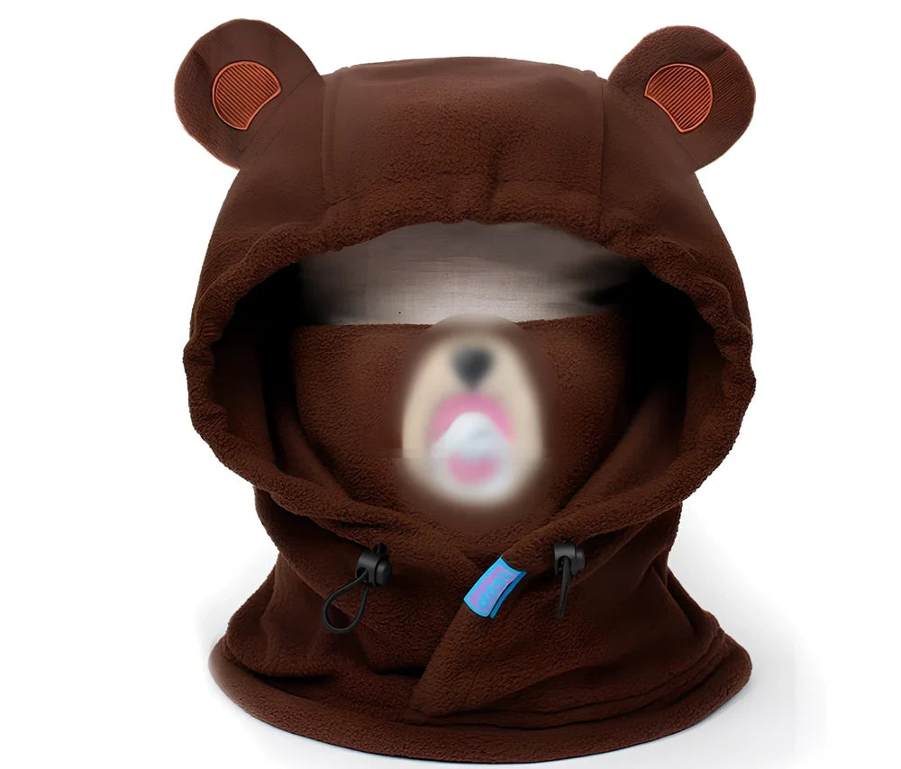 Brown Bear cartoon ski helmet head cover for winter sports protection with elastic band
