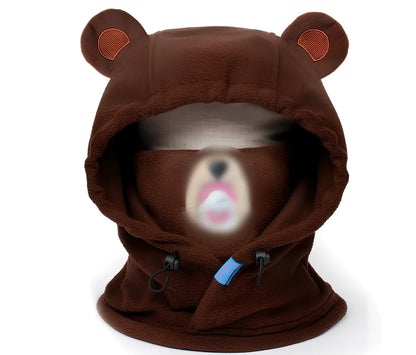 Brown Bear cartoon ski helmet head cover for winter sports protection with elastic band