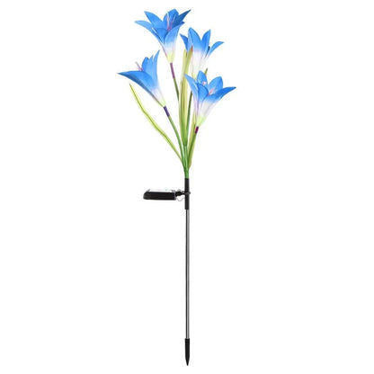 Colour-changing solar-powered flower-shaped lawn lamp for outdoor garden lighting