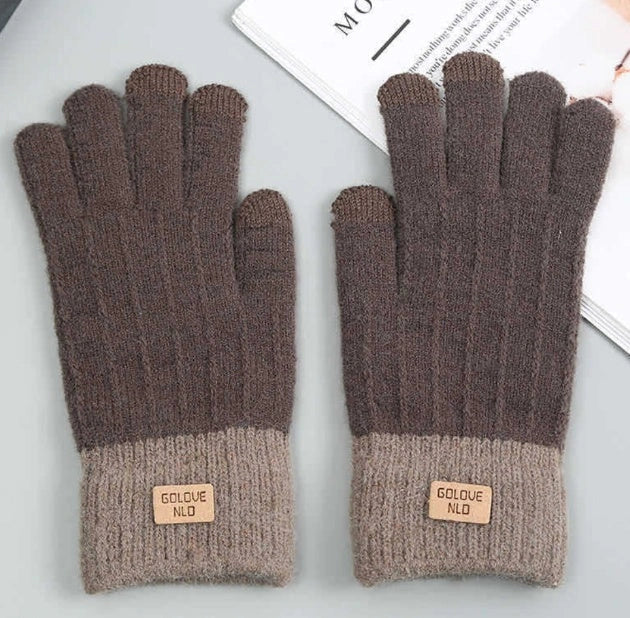 Warm embroidered winter mittens in various colors, including blue, khaki, black, coffee, pink, brown, gray, dark khaki, and orange