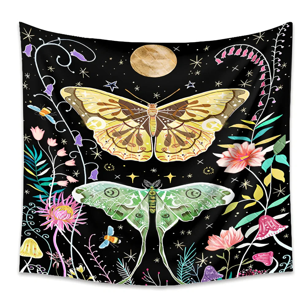 Bohemian animal print polyester tapestry in 180x230cm size hanging on wall, machine-woven for room decor