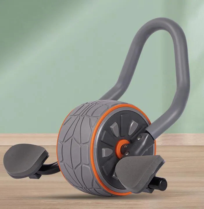 Abdominal wheel roller in Shadow Gray, 42.5x18cm, with kneeling mat, for core strength training at home.
