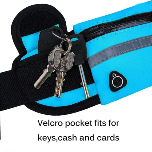 Slim nylon fitness waist bag with zippered pocket in various colors for running and gym