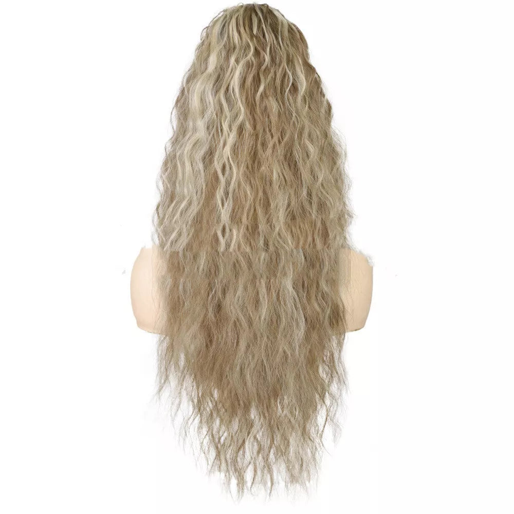 Long curly ponytail wig for women with small curls, heat-resistant up to 300°F