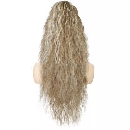 Long curly ponytail wig for women with small curls, heat-resistant up to 300°F