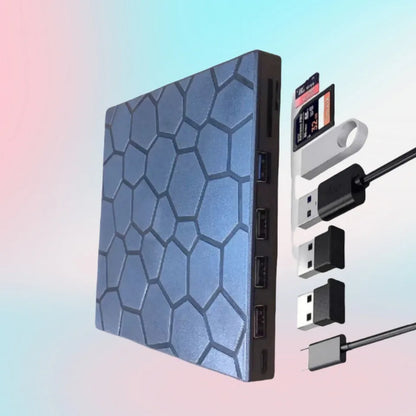 Black external USB CD/DVD drive burner for laptop and desktop computers