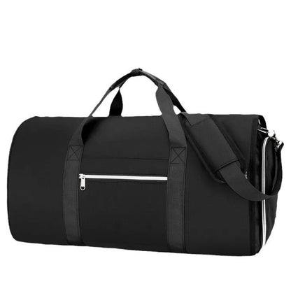 Oxford cloth sports bag in grey colour showing compartments for dry and wet separation.