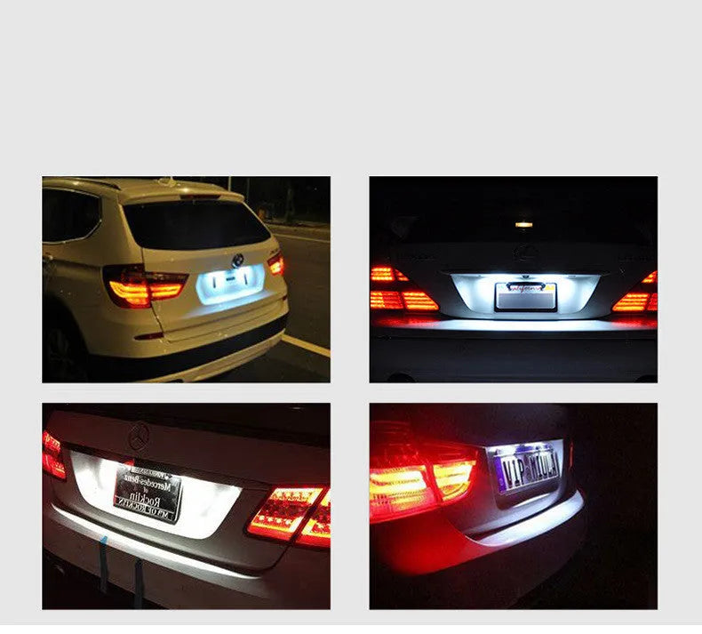 Honda Civic LED licence plate light showing white 6500-7000K illumination with plastic housing