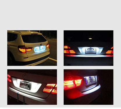 Honda Civic LED licence plate light showing white 6500-7000K illumination with plastic housing