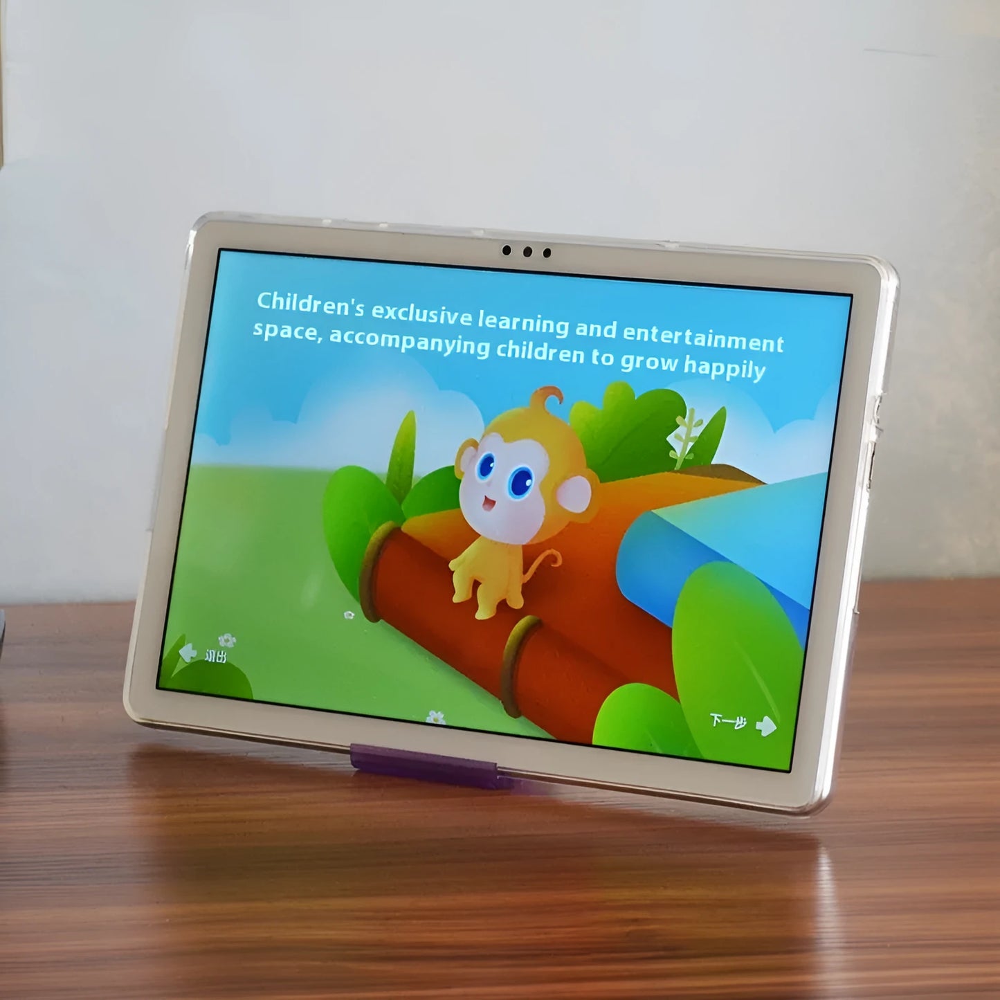 Clear transparent white silicone protective case for a tablet, showing a slim profile.