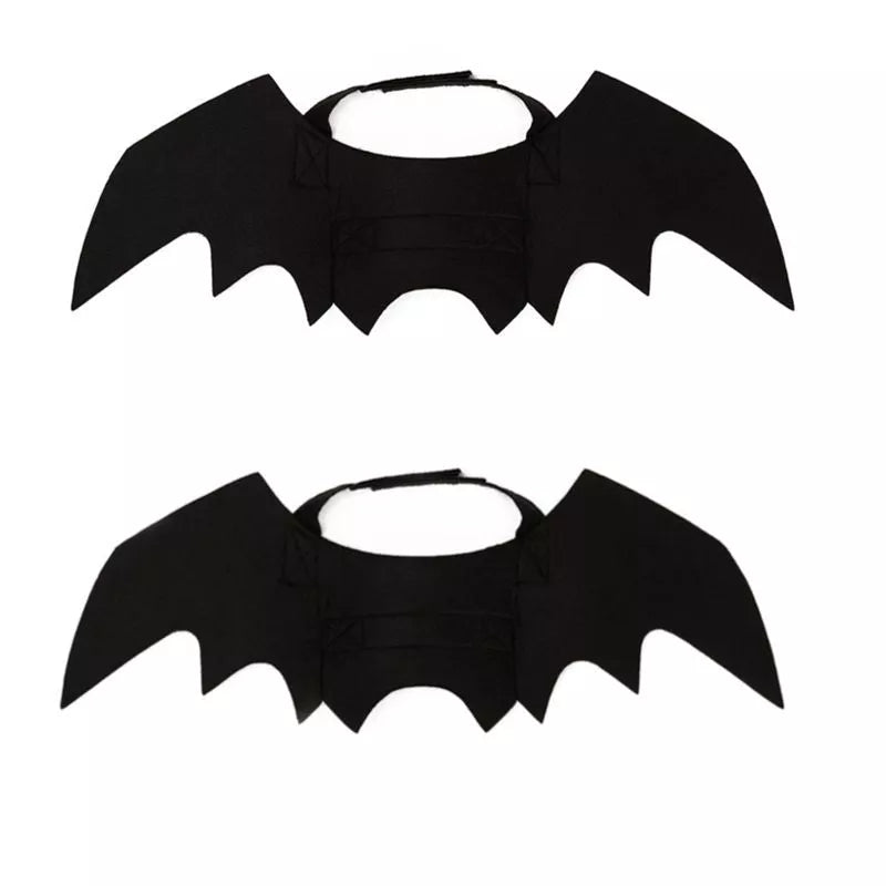 Adjustable black bat wing costume for pets, perfect for Halloween