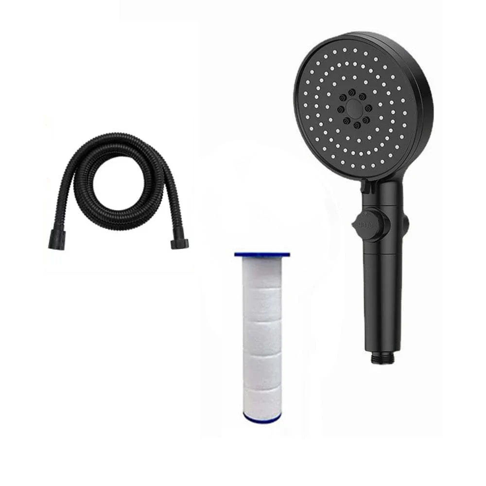 High-pressure shower head with customizable five-speed settings, premium ABS construction, and sleek modern design