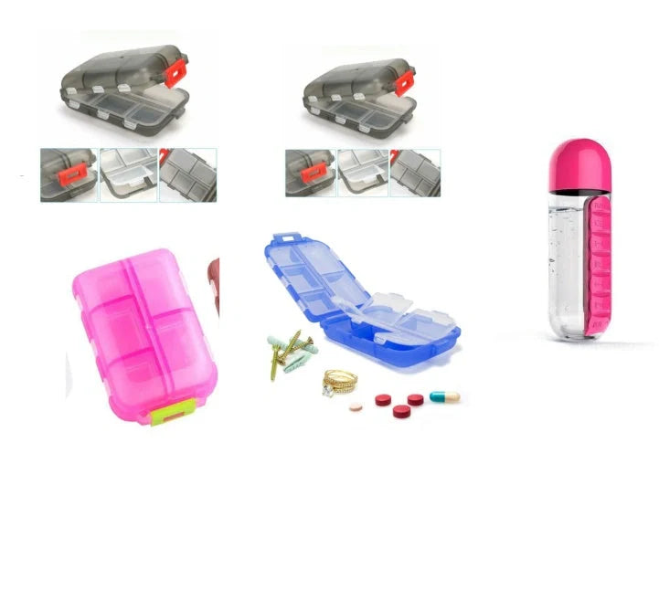 10-Grid Moisture-Proof Travel Pill Organizer in multiple colors for medication management