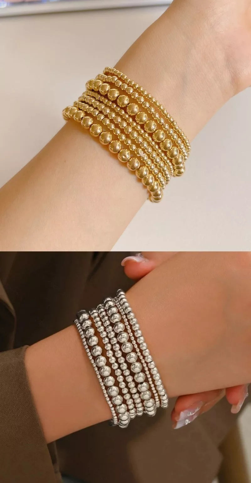 Light Luxury Minority Advanced Design Bracelet 7-piece Set in geometric shapes