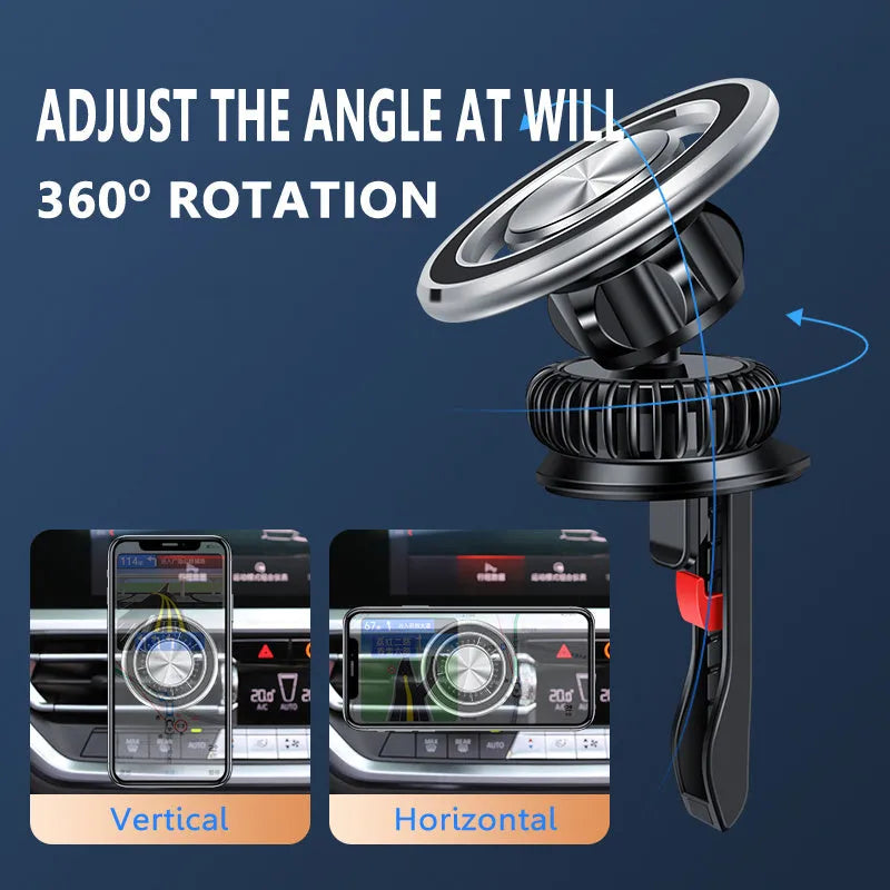 Air Vent Magnetic Phone Holder: A Snap-On Bracket for Secure, Hands-Free Navigation with Silver or Black Finish