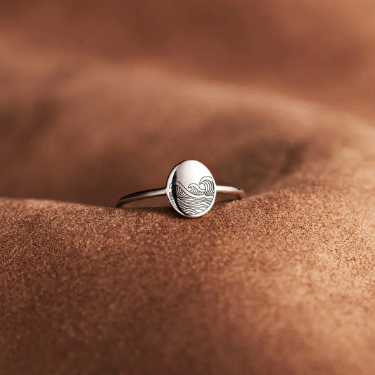 S925 Sterling Silver Wave Ring for Women in white gold and yellow gold finishes