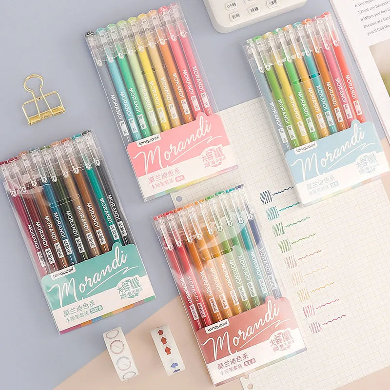 Retro hand account set gel pens with 0.5mm needle tip in Nordic, Retro, Salt, or Sweet series, plastic shell, 15.2cm x 8.5cm