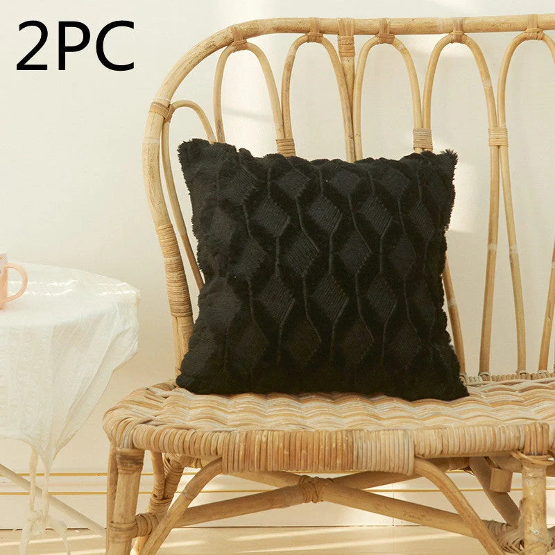 Luxury fur cushion cover in various colors, perfect for sofa or bed decor