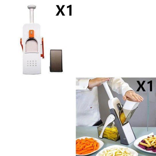 Multifunctional vegetable cutter with safety design and 30+ slicing options