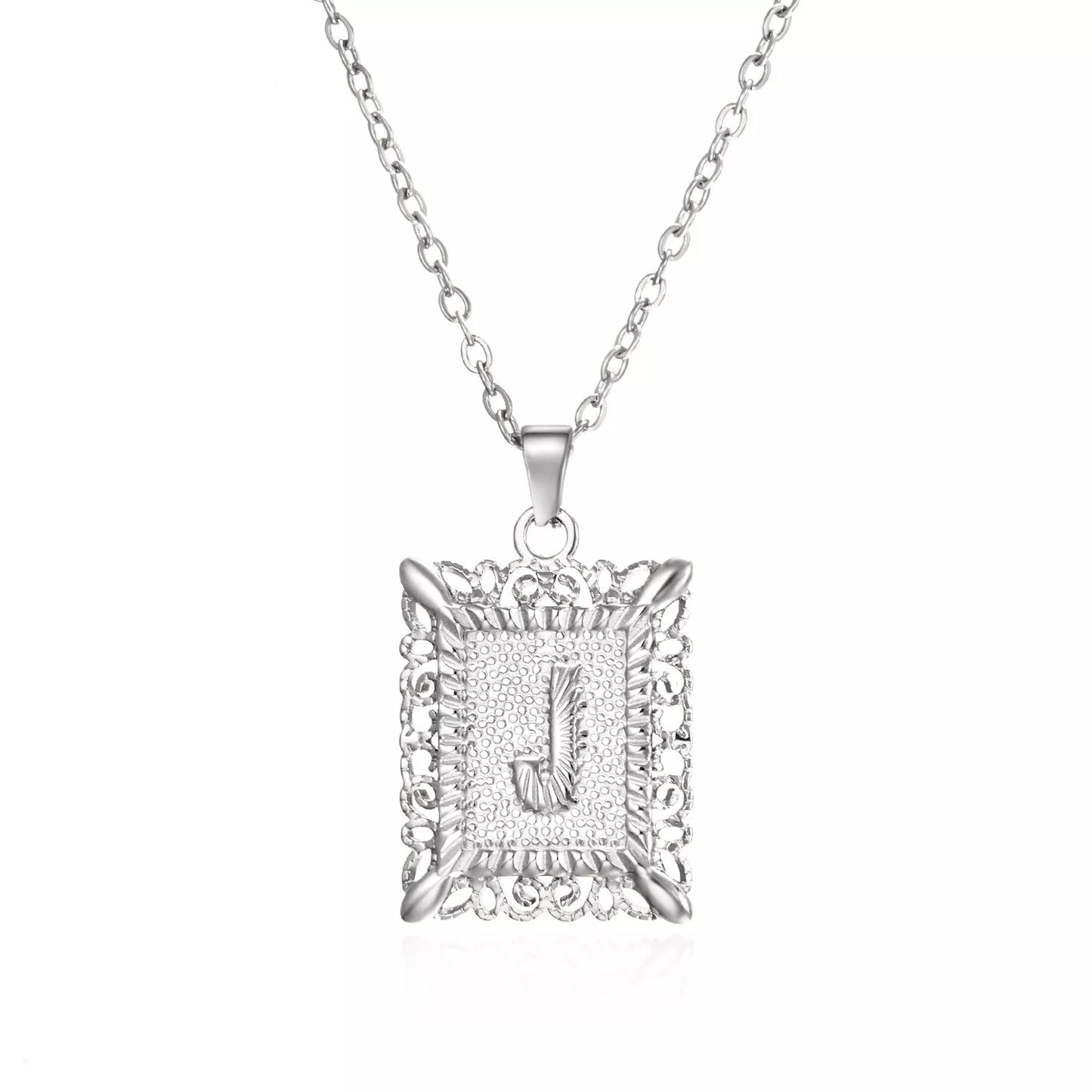 Personalized initial letter necklace in gold or steel, featuring any letter from A to Z